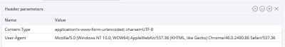 Screenshot show example header parameter